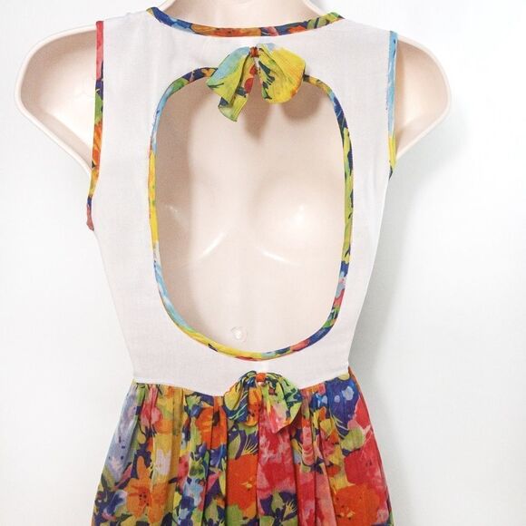 Blue Plate Floral Open Back Tank Dress Sz M - Picture 5 of 10